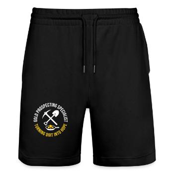 Gold Prospecting Specialist Funny Mining - Stanley/Stella Trainer Unisex Organic Jogging Shorts - black - Front - Nik (191cm) & Marisol (170cm)
