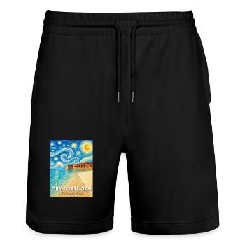 Dry Tortugas Coastal Art Florida - Stanley/Stella Trainer Unisex Organic Jogging Shorts - black - Front - Nik (191cm) & Marisol (170cm)