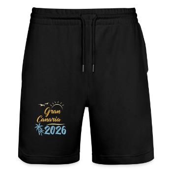 Gran Canaria 2026 - Stanley/Stella Unisex Bio Joggingshorts Trainer  - Schwarz - Vorne - Nik (191cm) & Marisol (170cm)