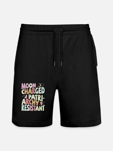 Moon charged, patriarchy resistant - pastel - Stanley/Stella Trainer Unisex Organic Jogging Shorts - black