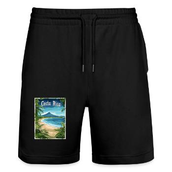 Paysage des plages tropicales du Costa Rica - Short de jogging bio TRAINER Stanley/Stella unisexe - noir - Devant - Nik (191cm) & Marisol (170cm)