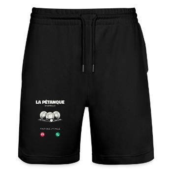 La Pétanque M’Appelle Faut Que J’Y Aille Humour - Short de jogging bio TRAINER Stanley/Stella unisexe - noir - Devant - Nik (191cm) & Marisol (170cm)