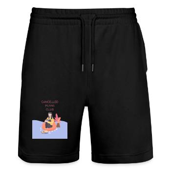 Cancelled Plans Club - Stanley/Stella Trainer Unisex Organic Jogging Shorts - black - Front - Nik (191cm) & Marisol (170cm)