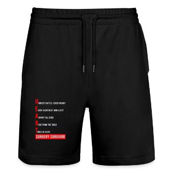 I Survived Open Heart Surgery - Stanley/Stella Trainer Unisex Organic Jogging Shorts - black - Front - Nik (191cm) & Marisol (170cm)