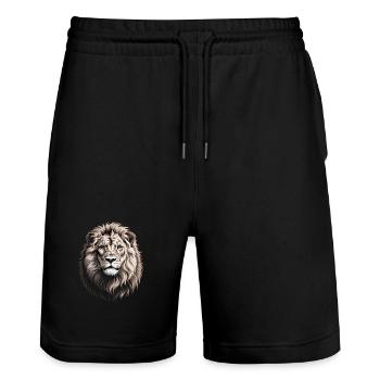 Lion - Short de jogging bio TRAINER Stanley/Stella unisexe - noir - Devant - Nik (191cm) & Marisol (170cm)