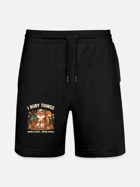 I Bury Things Maybe Plant Squirrel - Stanley/Stella Trainer Unisex Organic Jogging Shorts - black