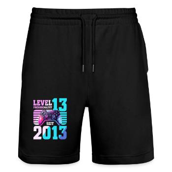 13. Geburtstag Gaming Gamer - Stanley/Stella Unisex Bio Joggingshorts Trainer  - Schwarz - Vorne - Nik (191cm) & Marisol (170cm)