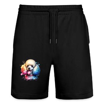 Motif du caniche - Short de jogging bio TRAINER Stanley/Stella unisexe - noir - Devant - Nik (191cm) & Marisol (170cm)