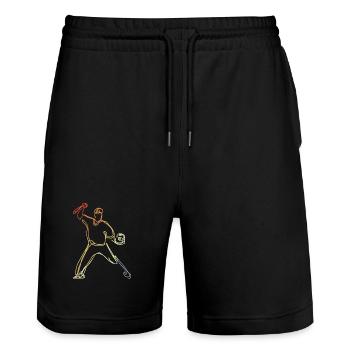 Baseballer Vintage Look - Stanley/Stella Unisex Bio Joggingshorts Trainer  - Schwarz - Vorne - Nik (191cm) & Marisol (170cm)
