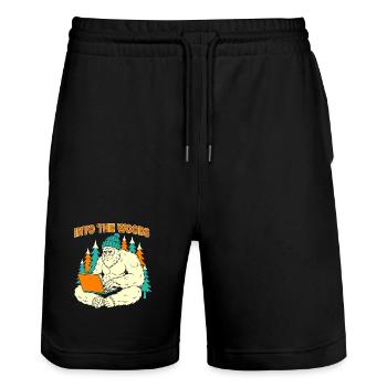Sasquatch-Laptop im Wald - Stanley/Stella Unisex Bio Joggingshorts Trainer  - Schwarz - Vorne - Nik (191cm) & Marisol (170cm)