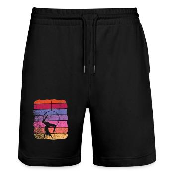 Aerialist Vintage Aerial Ring Lyra Air Ring - Stanley/Stella Trainer Unisex Organic Jogging Shorts - black - Front - Nik (191cm) & Marisol (170cm)