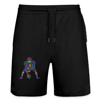 American Football Kinder Jungen bunt Football - Stanley/Stella Unisex Bio Joggingshorts Trainer  - Schwarz - Vorne - Nik (191cm) & Marisol (170cm)