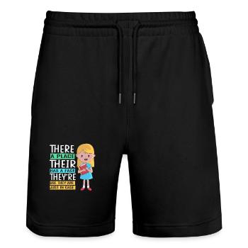 Grammatik Englisch Rechtschreibung - Stanley/Stella Unisex Bio Joggingshorts Trainer  - Schwarz - Vorne - Nik (191cm) & Marisol (170cm)