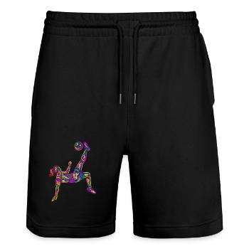 Fußball bunte Fußballerin Mädchen Fußballspielerin - Stanley/Stella Unisex Bio Joggingshorts Trainer  - Schwarz - Vorne - Nik (191cm) & Marisol (170cm)
