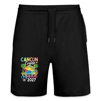 Équipe de croisière de Cancún 2027 - Short de jogging bio TRAINER Stanley/Stella unisexe - noir - Devant - Nik (191cm) & Marisol (170cm)