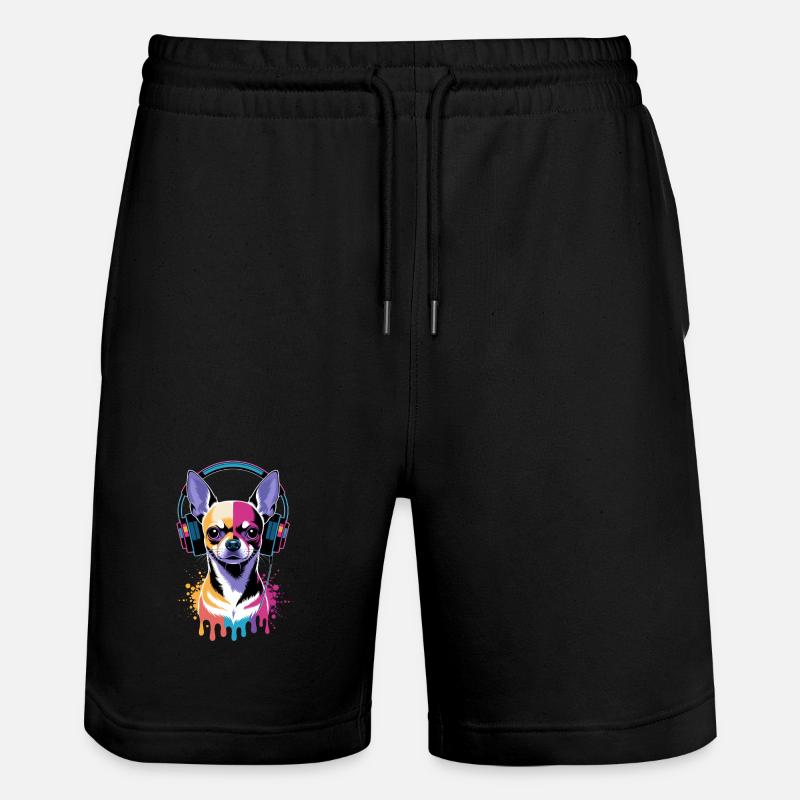 Chihuahua Kopfhörer - Stanley/Stella Unisex Bio Joggingshorts Trainer  - Schwarz