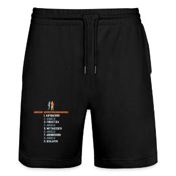 Mein Wochenende: Nur Angeln - Stanley/Stella Unisex Bio Joggingshorts Trainer  - Schwarz - Vorne - Nik (191cm) & Marisol (170cm)