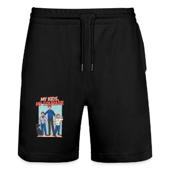 Père célibataire Père célibataire - Short de jogging bio TRAINER Stanley/Stella unisexe - noir - Devant - Nik (191cm) & Marisol (170cm)