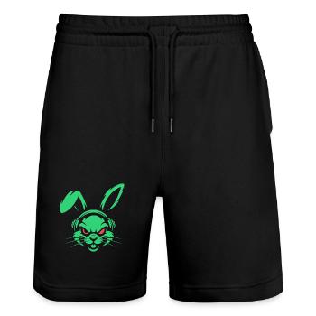 Neon Beats - Stanley/Stella Unisex Bio Joggingshorts Trainer  - Schwarz - Vorne - Nik (191cm) & Marisol (170cm)