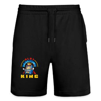 Spielautomaten König Casino Glücksspiel Jackpot - Stanley/Stella Unisex Bio Joggingshorts Trainer  - Schwarz - Vorne - Nik (191cm) & Marisol (170cm)