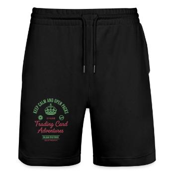 Keep Calm And Open Packs Trading Card Adventures - Stanley/Stella Trainer Unisex Organic Jogging Shorts - black - Front - Nik (191cm) & Marisol (170cm)