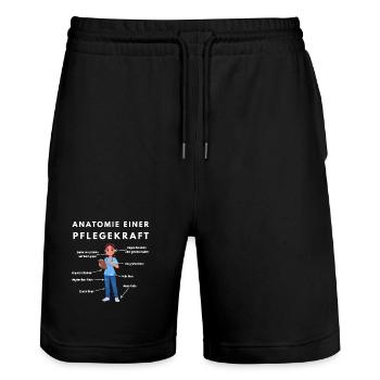 Anatomie Pflegekraft Humor Pflege Design - Stanley/Stella Unisex Bio Joggingshorts Trainer  - Schwarz - Vorne - Nik (191cm) & Marisol (170cm)