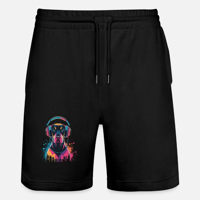 Doberman avec casque - Short de jogging bio TRAINER Stanley/Stella unisexe - noir