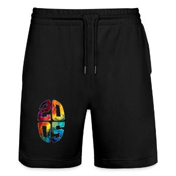 21 JAHRE ALT 2005 21. GEBURTSTAG - Stanley/Stella Unisex Bio Joggingshorts Trainer  - Schwarz - Vorne - Nik (191cm) & Marisol (170cm)