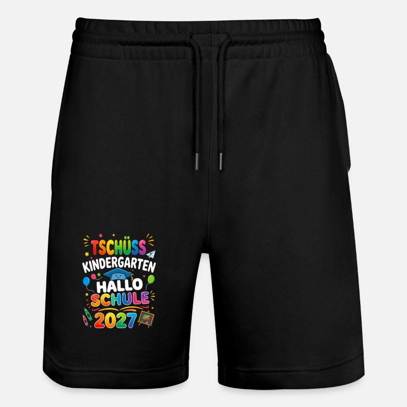 Tschüss Kindergarten Hallo Schule 2027 - Stanley/Stella Unisex Bio Joggingshorts Trainer  - Schwarz