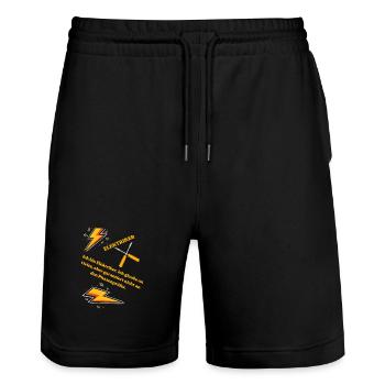Elektriker T-Shirt Lustiges Geschenk Beruf Humor!! - Stanley/Stella Unisex Bio Joggingshorts Trainer  - Schwarz - Vorne - Nik (191cm) & Marisol (170cm)