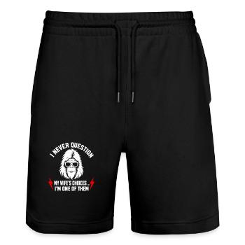 I Never Question My Wife's Choices Because I'm One - Stanley/Stella Trainer Unisex Organic Jogging Shorts - black - Front - Nik (191cm) & Marisol (170cm)