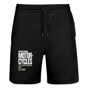 Motorcycles Exist Chopper Motorcycle Rider Biker - Stanley/Stella Trainer Unisex Organic Jogging Shorts - black - Front - Nik (191cm) & Marisol (170cm)