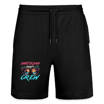 Amsterdam Party Crew - Stanley/Stella Trainer Unisex Organic Jogging Shorts - black - Front - Nik (191cm) & Marisol (170cm)