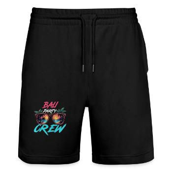 Bali Party Crew - Stanley/Stella Trainer Unisex Organic Jogging Shorts - black - Front - Nik (191cm) & Marisol (170cm)