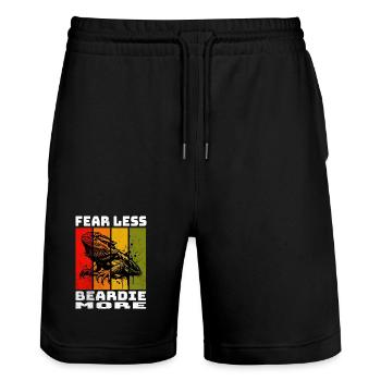 Bearded dragon - Stanley/Stella Trainer Unisex Organic Jogging Shorts - black - Front - Nik (191cm) & Marisol (170cm)