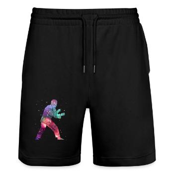 Judo Judoka Space Men Kids Martial Arts - Stanley/Stella Trainer Unisex Organic Jogging Shorts - black - Front - Nik (191cm) & Marisol (170cm)