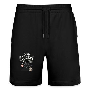 Beste Dackel Mama Dachshund Mom Gift for Dog Lover - Stanley/Stella Unisex Bio Joggingshorts Trainer  - Schwarz - Vorne - Nik (191cm) & Marisol (170cm)