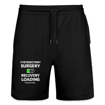 Hysterektomie-Erholung Lade-Tee - Stanley/Stella Unisex Bio Joggingshorts Trainer  - Schwarz - Vorne - Nik (191cm) & Marisol (170cm)