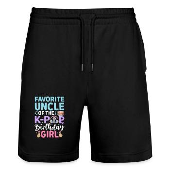 Favorite Uncle of The K-Pop Birthday Girl - Stanley/Stella Trainer Unisex Organic Jogging Shorts - black - Front - Nik (191cm) & Marisol (170cm)