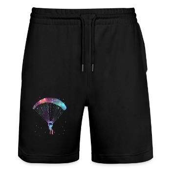 Paragliding Gleitschirmfliegen Gleitschirm - Stanley/Stella Unisex Bio Joggingshorts Trainer  - Schwarz - Vorne - Nik (191cm) & Marisol (170cm)