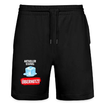 Aktueller Status Überhitzt T-Shirt Sommer - Stanley/Stella Unisex Bio Joggingshorts Trainer  - Schwarz - Vorne - Nik (191cm) & Marisol (170cm)