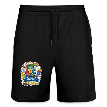 Schulkind 2026 Einschulung 2026 Schulanfang - Stanley/Stella Unisex Bio Joggingshorts Trainer  - Schwarz - Vorne - Nik (191cm) & Marisol (170cm)