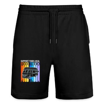 Camion de Snacks Food - Short de jogging bio TRAINER Stanley/Stella unisexe - noir - Devant - Nik (191cm) & Marisol (170cm)