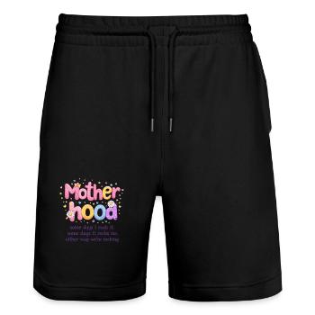 Groovy Retro Motherhood – The Life of Mom Rock - Stanley/Stella Trainer Unisex Organic Jogging Shorts - black - Front - Nik (191cm) & Marisol (170cm)