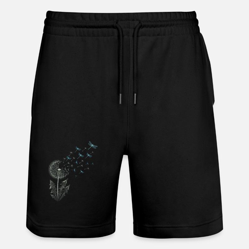 Pusteblume mit Libellen - Stanley/Stella Unisex Bio Joggingshorts Trainer - Schwarz