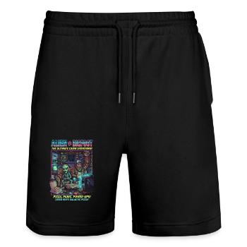 Alien vs Bigfoot – Kabinenshowdown Gaming - Stanley/Stella Unisex Bio Joggingshorts Trainer  - Schwarz - Vorne - Nik (191cm) & Marisol (170cm)