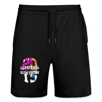 ÉDITION LIMITÉE 2015 11 ANS 11E ANNIVERSAIRE - Short de jogging bio TRAINER Stanley/Stella unisexe - noir - Devant - Nik (191cm) & Marisol (170cm)