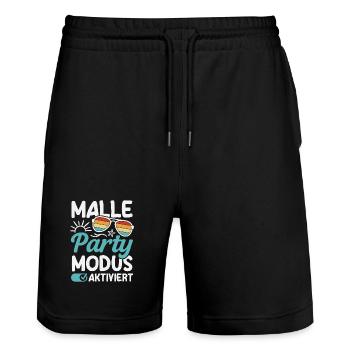 Malle Party Modus Mallorca Urlaub Gruppen - Stanley/Stella Unisex Bio Joggingshorts Trainer  - Schwarz - Vorne - Nik (191cm) & Marisol (170cm)