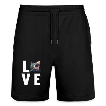 Megalodons Megalodon - Stanley/Stella Trainer Unisex Organic Jogging Shorts - black - Front - Nik (191cm) & Marisol (170cm)