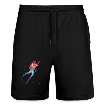 Diver Diving Space Kids Men's Diving - Stanley/Stella Trainer Unisex Organic Jogging Shorts - black - Front - Nik (191cm) & Marisol (170cm)
